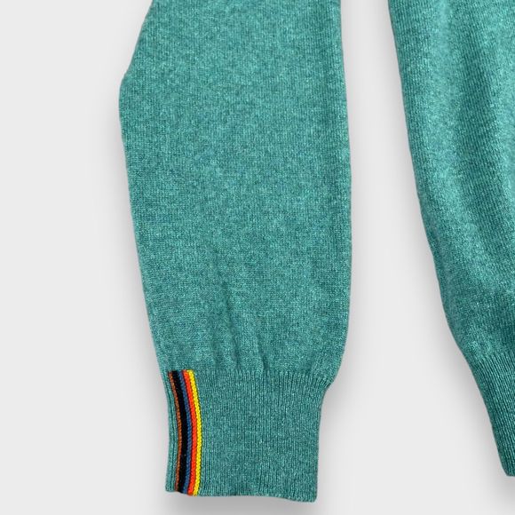 $616 PAUL SMITH 100% CASHMERE Green Crewneck Long Sleeve Sweater Mens Size M - Picture 10 of 16